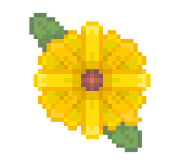 Obraz premium Pixel illustration of a yellow flower