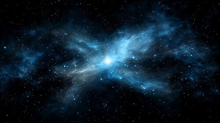 Obraz premium Enchanted cosmic scene with star clusters and ethereal lights, offering a wide copy space for text and highlighting the mystery of star prophecy