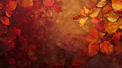 Autumn Leaves in Vibrant Red and Orange Tones, Creating a Warm and Cozy Seasonal Background. Generative AI