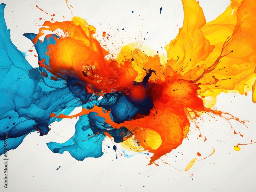 Poster abstract ink splashes with bold colors, artistic and dynamic