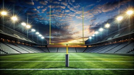 American football field with goal posts in the background, sports, competition, grass, yard lines, end zone