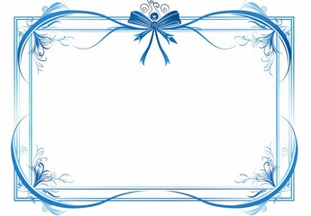 Blue and White Vector Style Blank Frame for Award or Certificate. Thin Border Design on a White Background, Ideal for Customization.