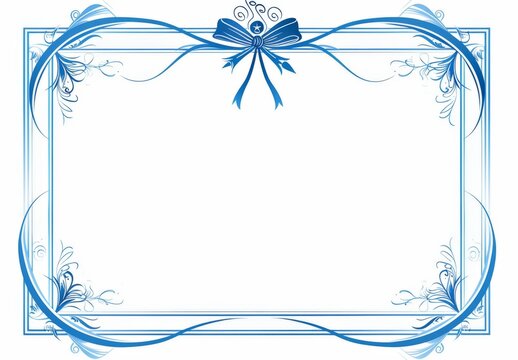 Blue and White Vector Style Blank Frame for Award or Certificate. Thin Border Design on a White Background, Ideal for Customization.