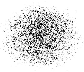 Abstract Circular Splatter Vector Illustration with Centralized Black Dots and Irregular Particles on a White Background for Creative Design Projects
