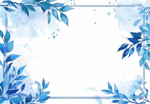Blue and White Vector Style Blank Frame for Award or Certificate. Thin Border Design on a White Background, Ideal for Customization.