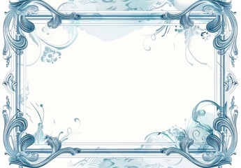 Blue and White Vector Style Blank Frame for Award or Certificate. Thin Border Design on a White Background, Ideal for Customization.