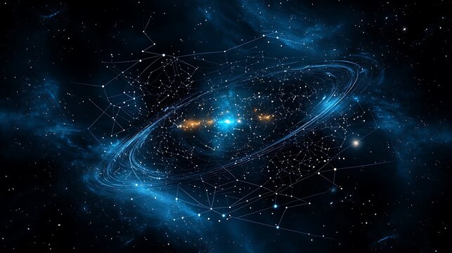 37. Enchanted cosmic scene with intricate star formations and astrological patterns, featuring generous copy space for text to emphasize astrology themes