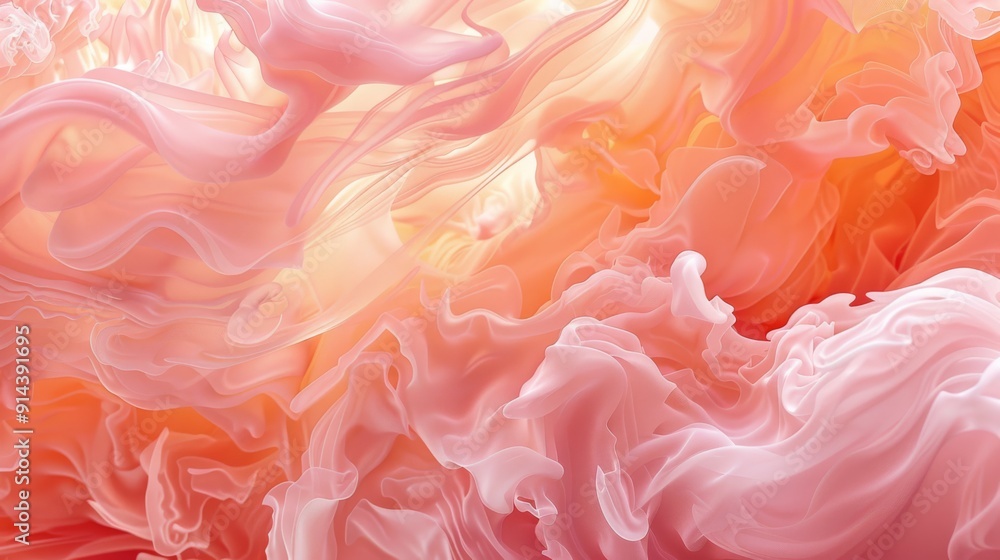 Poster abstract coral wave texture in pastel colors creating fluid and smooth shapes
