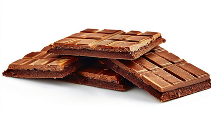 Horizontal five crispy cookies stacked up together with layers of chocolate