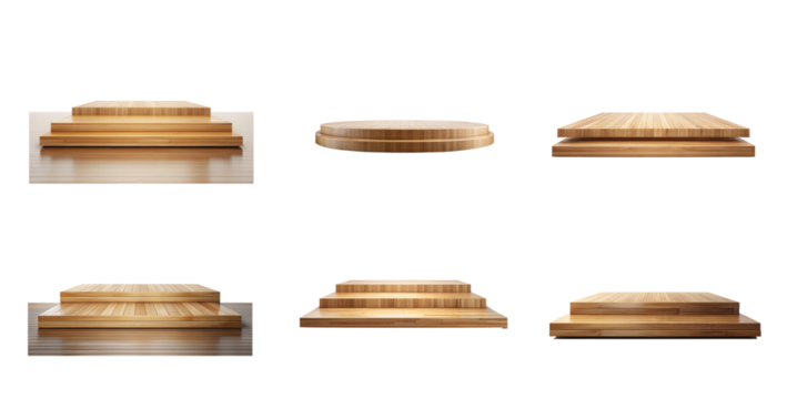 Graphic Wooden Podium, Transparent Background