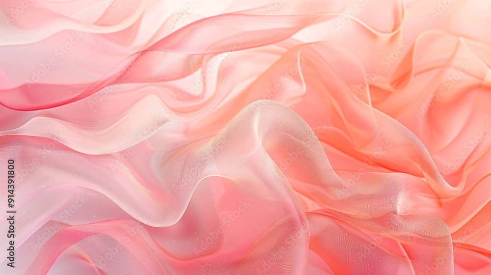 Wall mural abstract fluid wave design in coral with pastel gradients creating a smooth texture