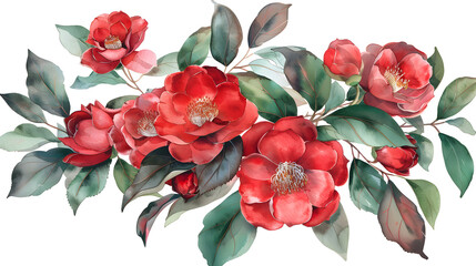 Camellia flower bouquet background illustration