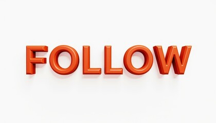 Red 3D 'follow' text on a plain white background.