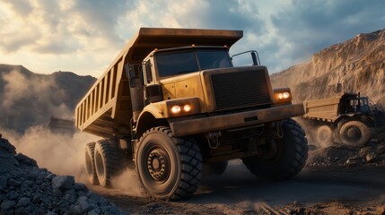 truck surrounded by construction site background