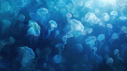 Fototapeta premium Jellyfish Symphony in the Deep Blue