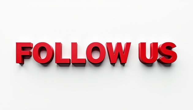 Bold red 'FOLLOW US' text on a minimal white background.