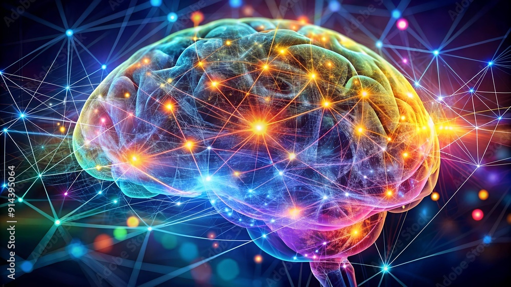 Aufkleber synaptic symphony: a visual representation of sensory data integration in the human brain ai generat