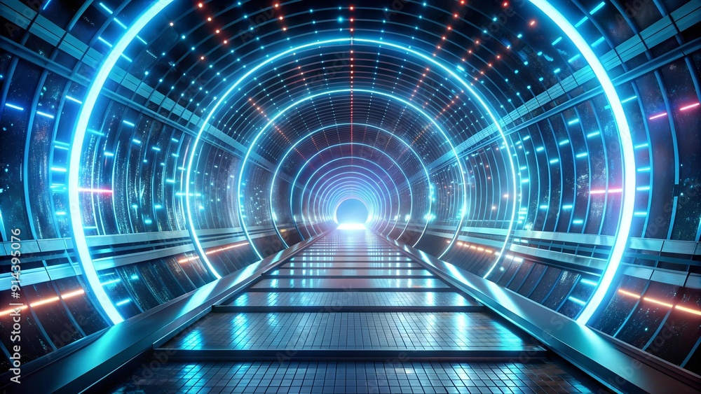 Poster a symphony of light and motion: immersive vr training in a futuristic tunnel generative ai