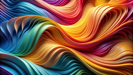 Obraz premium Abstract Symphony of Color: A Paper Cut Wave Symphony AI Generated