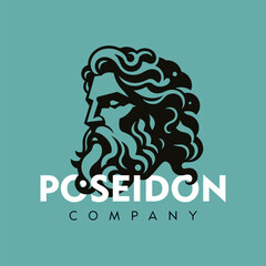 Poseidon Company - Vector Flat Logo Illustration
