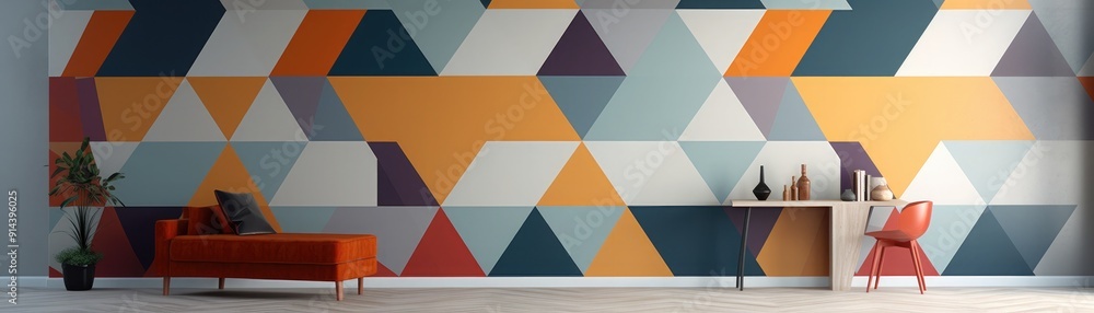 Poster bold geometric patterns with a modern twist, dynamic and sleek