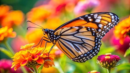 Naklejka premium A Monarch's Majesty: A Macro View of Nature's Beauty Generative AI