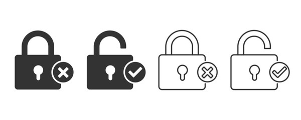 Padlock with a checkmark icon. Flat and line icon. Security system and protect data. Vector illustration design for web, UX, UI, and app.
