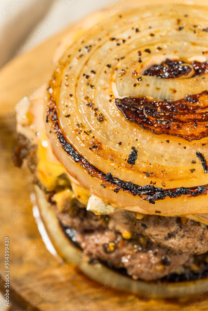 Canvas Prints Homemade Flying Dutchman Cheeseburger with an Onion Bun