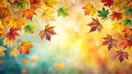 Autumn Leaves in Watercolor Wash  Generative AI