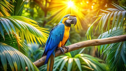 Obraz premium Vibrant Macaw in Tropical Paradise AI generated