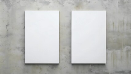 Minimalist White Rectangle Posters Mockup on Concrete with Soft Shadows  Generative AI