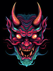 Hannya Mask art nouveau illustration