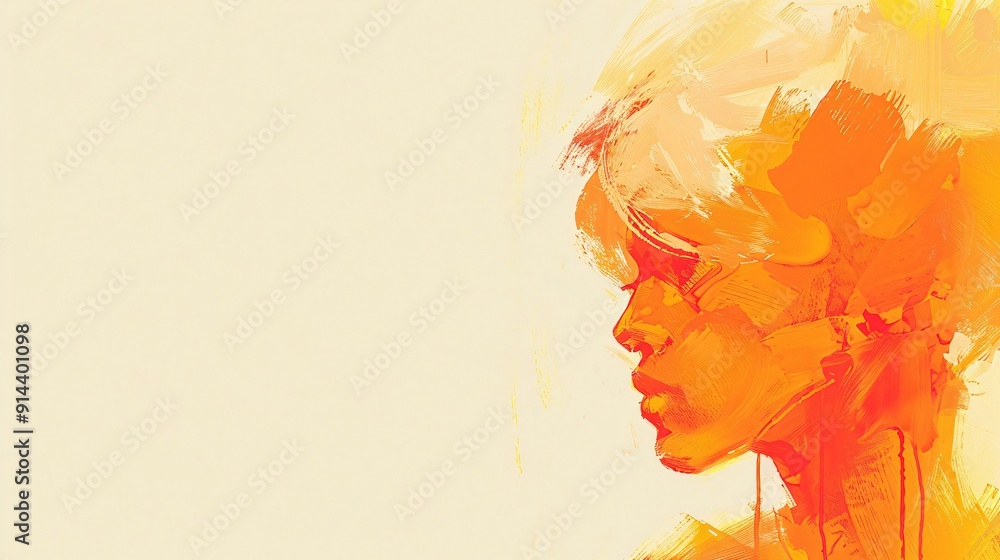 Poster a captivating abstract composition featuring dynamic orange paint strokes against a light background