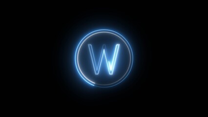 Abstract bright neon letter sign icon illustration on black background.