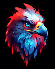 Hawk Bird head art nouveau illustration