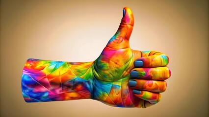 Obraz premium Abstract Thumbs Up: A Colorful Celebration of Success AI Generated