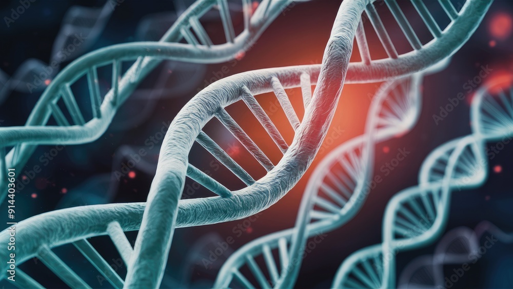 Poster abstract 2d render of dna structure with creative background