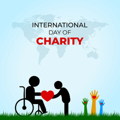 International Day of Charity. 5 September. Holiday concept. Template for background with banner, poster and card. Flat illustration. Flat Design. Jpeg format.