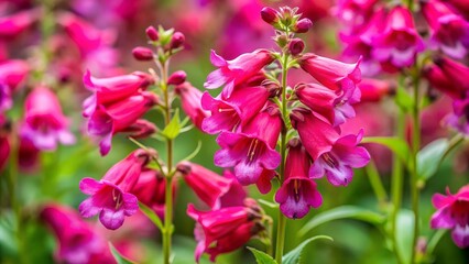 A Tapestry of Garnet Blooms: A Close-Up View of Penstemon 'Garnet'  Generative AI