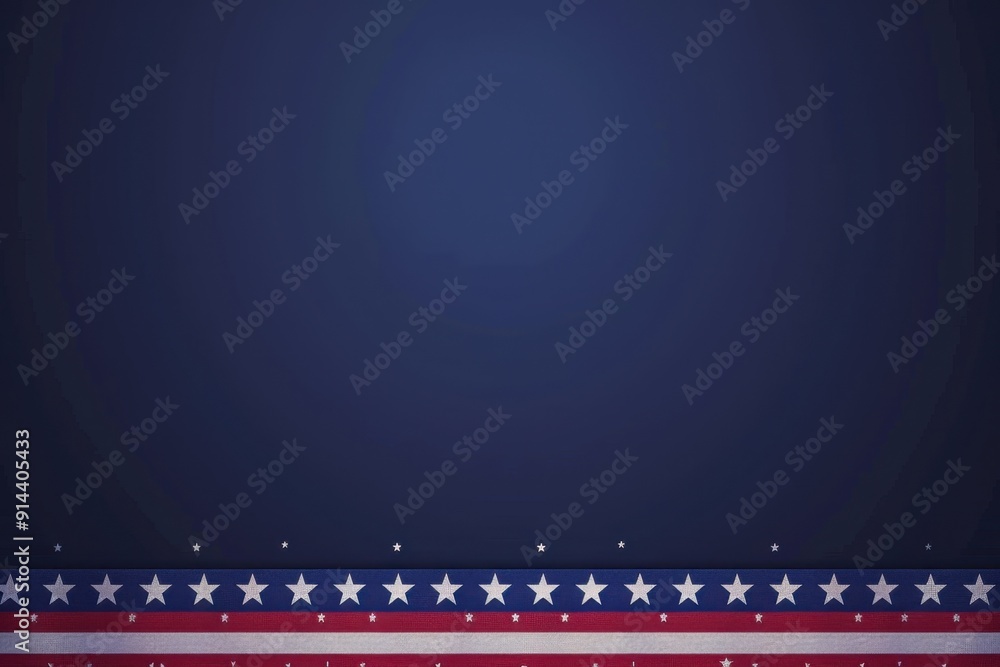 Poster digital background featuring an american flag pattern with stars and stripes on the bottom edge, set