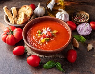 gazpacho andaluz en cuenco rustico