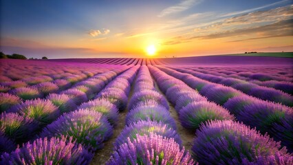 Sun-Kissed Lavender Fields: A Minimalist Depiction of Tranquility  AI generated