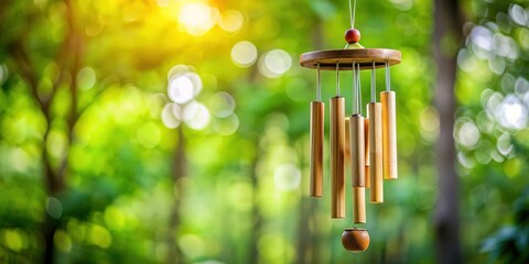 Wind chime swaying in the wind, wind chime, summer, relaxation, calming, tranquility, nature, outdoor