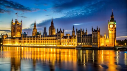 Fototapeta premium London's Jewel Box: The Houses of Parliament in a Dazzling Nighttime Display AI generated