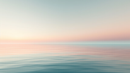 Fototapeta premium A calm ocean with a pink and blue sky in the background