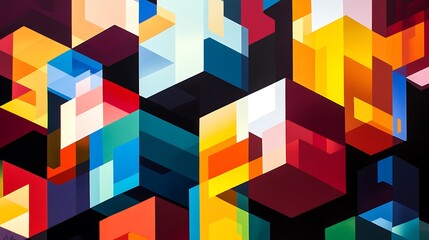 Naklejka premium Abstract Geometric Pattern of Multicolored Cubes