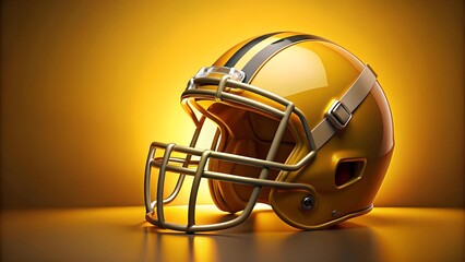 Fototapeta premium Golden Gridiron Glory: A Yellow Football Helmet with Bold Gold Stripes Generative AI