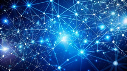 Digital Network Abstract, Blue, Glowing, Technology, Connectivity