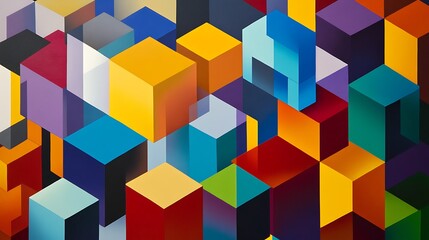 Obraz premium Abstract Geometric Pattern of Colorful Cubes