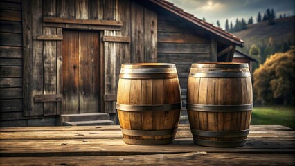 Aged Oak Barrels: A Tale of Time and Tradition  AI generated